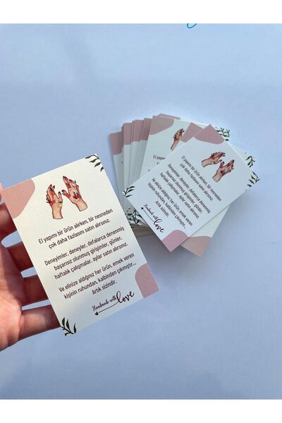 eylülün etiket fabrikası Handmade Themed Thank You Card - Handmade With Love - Handmade - Note Card - 30 Pieces
