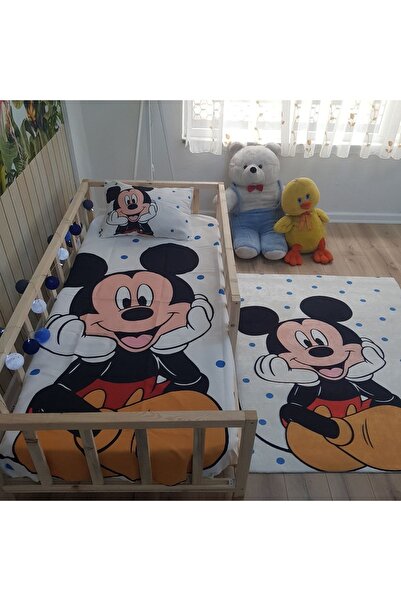 EVSEHOMES Mıckey Mini Fare Dijital Baskı Yatak Örtüsü Ve Yastık Kılıfı