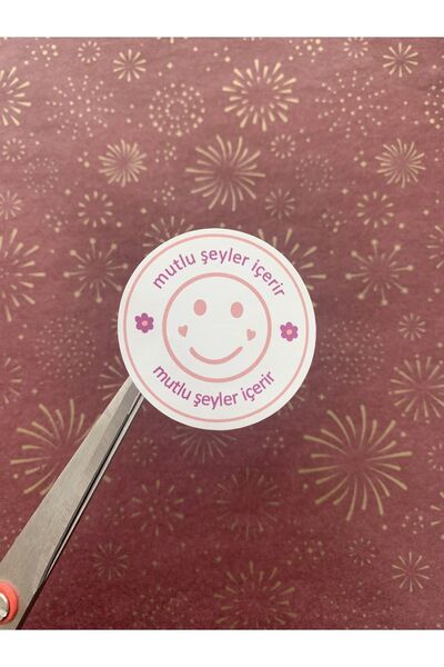 eylülün etiket fabrikası Happy Things Contain - Autocolant/Autocolant Opac Model Rotund - 5 cm. - 50 de bucăți