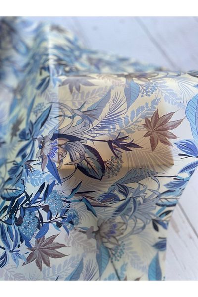 eylülün etiket fabrikası Blue Dream Patterned Transparent Plush Packaging Paper Roll