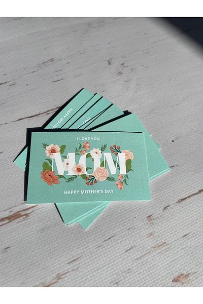eylülün etiket fabrikası Tema Ziua Mamei Scris Mulțumesc - Notă - Card Cadou - Fundal Verde / 8,2-5 Cm. - 30 de bucăți