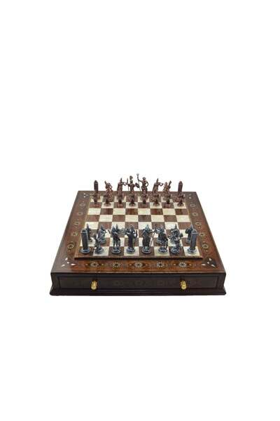 Gift Home Gifthome Metal Satranç Takımı/seti;battal,yunan,antik,sedefli,k.cev...