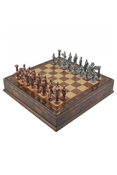 Gift Home Gifthome Metal Satranç Takımı/seti; Büyük, Pegasus, Antik Taş Ve Sa...