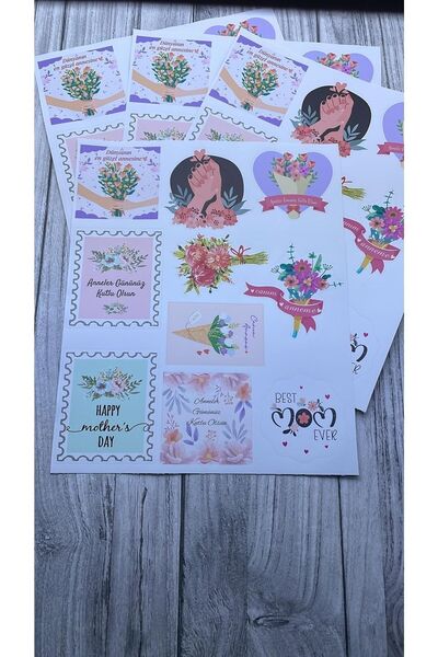 eylülün etiket fabrikası Anneler Günü Temalı Opak Sticker Set-10'lu Etiket - ...