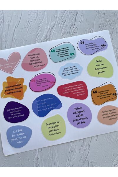 eylülün etiket fabrikası Şiir Etiket Seti - 16 Farklı Model Etiket - Opak Sti...