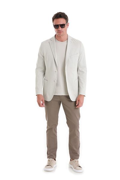 Hatemoğlu Gray Comfort Fit - Plain Mono Collar Classic Jacket
