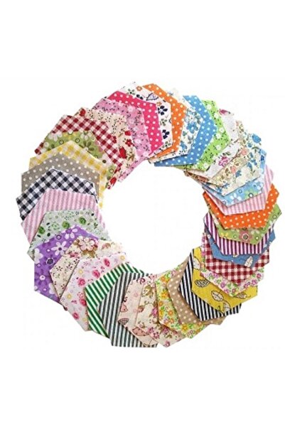 Kırkyama Patchwork Home Altıgen 5cm Kenar 100 Parça Pamuklu Parça Kumaş Kırkyama Karışık Desen Renk Dikiş 6gen