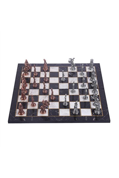 Gift Home Büyük Boy Metal Osmanlı Bizans Satranç Takımı Antik Ve Katlanır Mer...