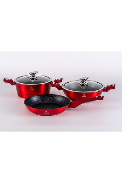 TİVOLİ Tivoli Metallic Line Red - 5 Piece Cookware Set