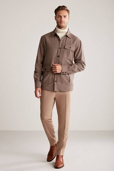 Hemington Tobacco Color Pure Cotton Shirt with Pocket Detail