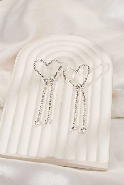 MRK Zircon Stone Dangle Heart Earrings