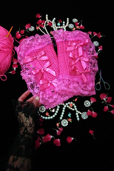 YOS TREND Balletcore Pembe Dantel Tozluk - Kadın Viktoryan Tarzı Tayt Kadın A...