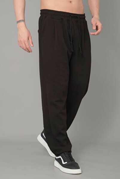 DARK AND BRIGHT Πλαϊνές τσέπες και κορδόνι - Φαρδύ πλισέ μαύρο παντελόνι, ελαστικό ύφασμα μέσης