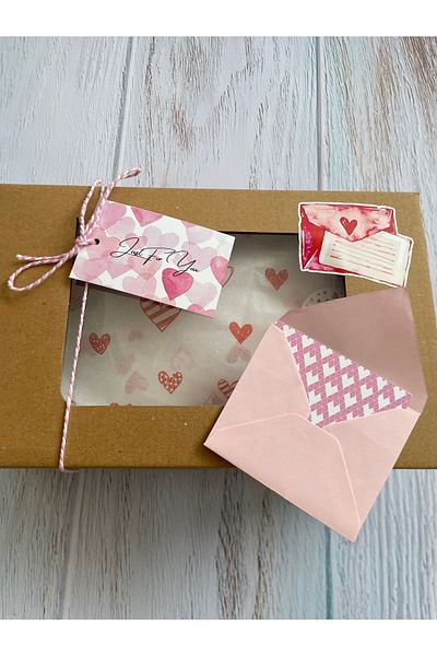 eylülün etiket fabrikası Valentine's Day Large Packing Set/ Sticker, Perforated Label, Card and Pink Envelope -20 pieces each