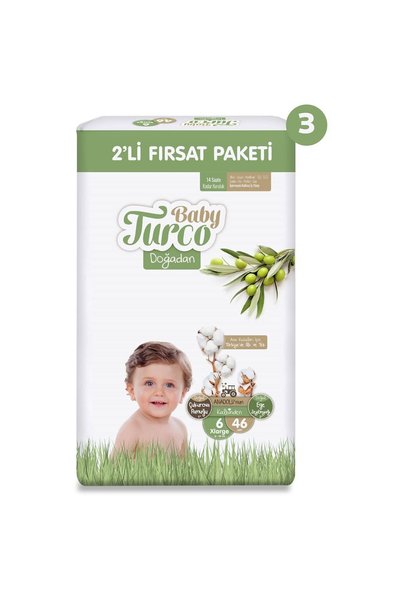 Baby Turco Doğadan 2-Pack Super Opportunity Package Baby Diaper Size 6 Xlarge 138 Pieces
