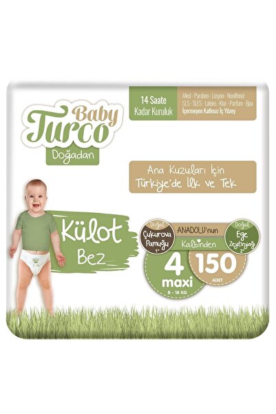Baby Turco Doğadan Külot Bez 4 Numara Maxi 150 Adet