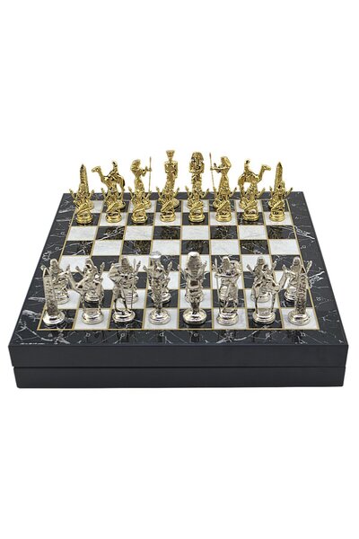 Gift Home Gifthome Büyük Boy Metal Mısır Satranç Takımı Parlak Ve Mermer Dese...