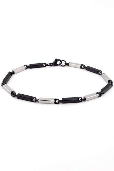 Solfera Men's Bracelet BL179 - Black and White and Double Color Stainless Steel