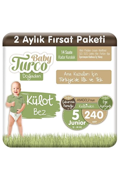 Baby Turco Doğadan Külot Bez 5 Numara Junıor 240 Adet