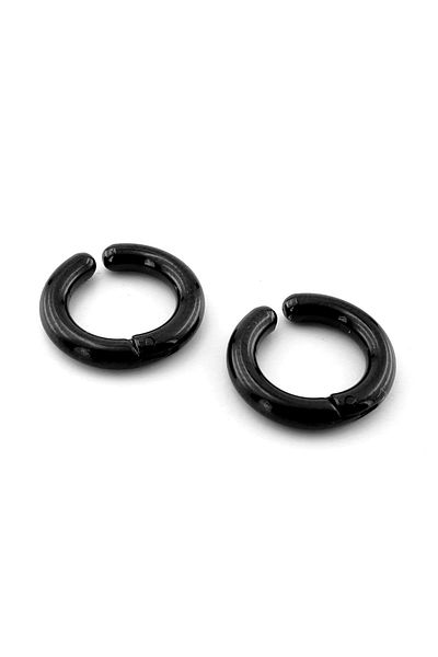 Solfera Black Stainless Steel Men's Hoop Earrings - Pinch Pinch, Er098