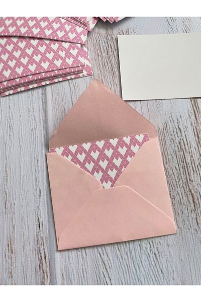 eylülün etiket fabrikası Valentine's Day Themed Note-Thank-Pink Heart Envelope Card and Pink Envelope / 30pcs Envelope and Card