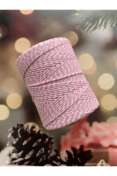 eylülün etiket fabrikası Packing/Tiing Rope Pink-White Color 200 m.