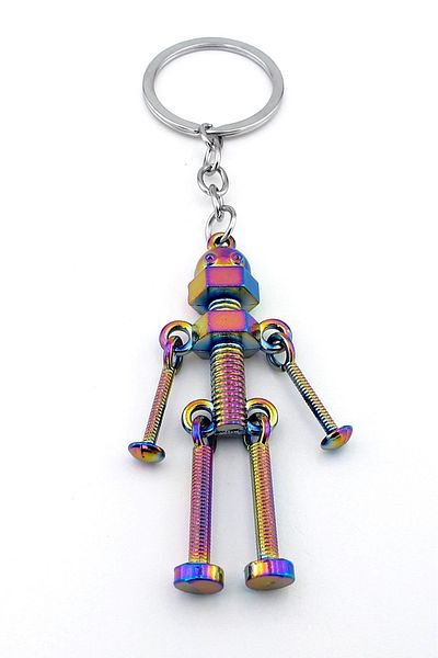 Solfera Screw Bolt Robot Shaped Side Swivel Metal Keychain - Kc121