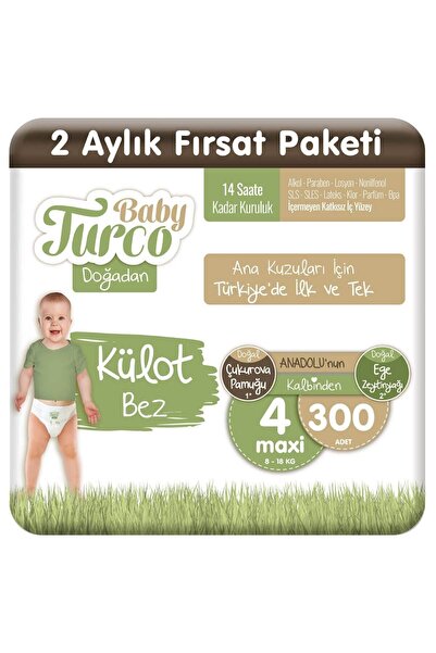 Baby Turco Doğadan Külot Bez 4 Numara Maxi 300 Adet