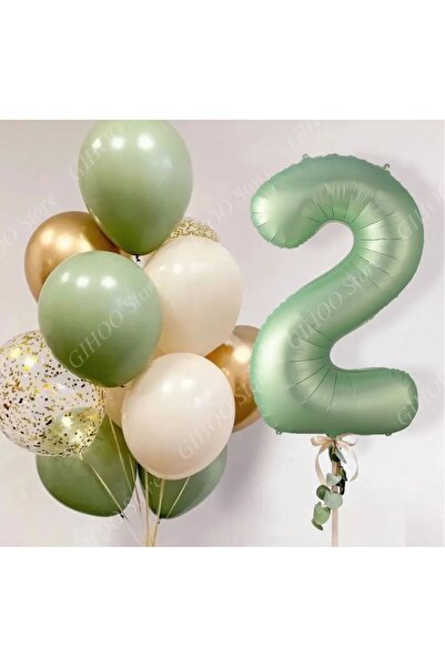 Partifabrik بالون أرقام باللون الأخضر المريمية 10 قطع من اللاتكس