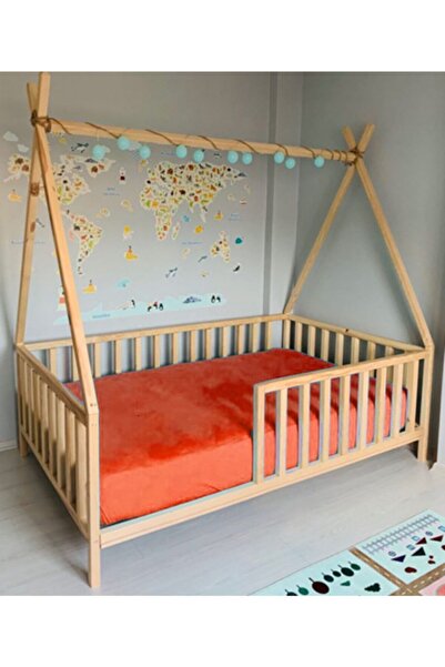 Baby Kinder Kızıldereli Doğal Montessori Bebek  Çocuk Karyolası