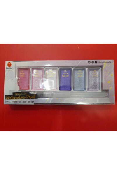 gebzeli Taş Tablet Sulu Boya Sıcak Metalik Pembe-mor Tonlar 6lı+su Hazneli Ka...