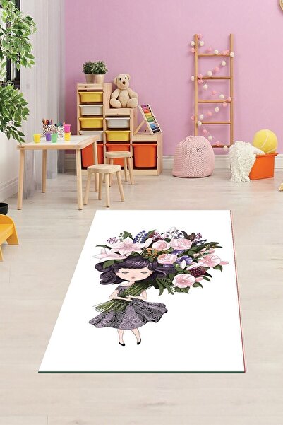 on the clouds Prenses Dijital Baskı Yıkanabilir Kaymaz Taban Çocuk Bebek Odas...