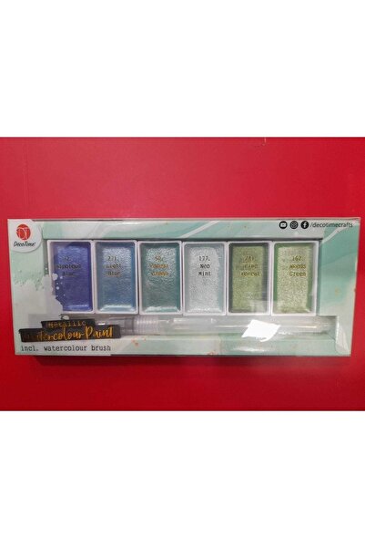 gebzeli Taş Tablet Sulu Boya Sıcak Metalik Mavi-yeşil Tonlar 6lı+su Hazneli K...