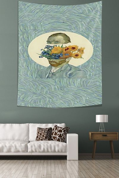 on the clouds Van Gogh Flower Stain Resistant Fabric Wall Cover Wall Carpet Tapestry