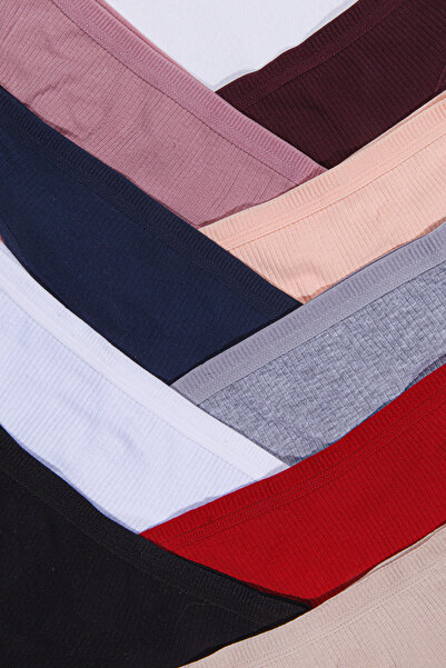 Humaone Balení 5 - 100% žebrovaných speciálních tanga kalhotek do pasu