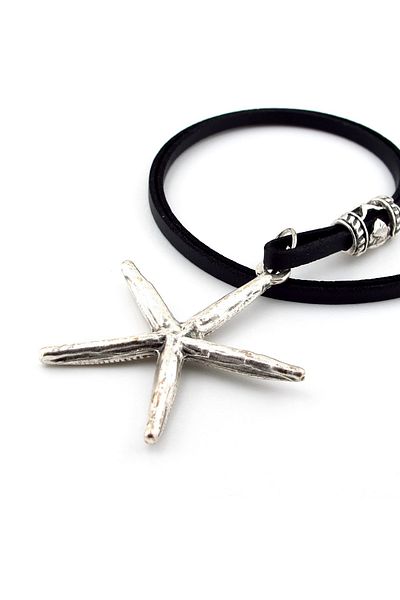 Solfera Sea Star Seaside Beach Ocean Reef Leather Metal Men's Necklace Q0887