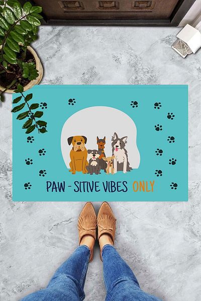 on the clouds سجادة باب مزخرفة مطبوعة رقمية من Paw-Sitive Vibes فقط