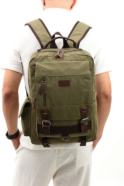 Fiyaka Eba-6235 Canvas Backpack - With Laptop Bag, Camping and Travel School, KHAKI