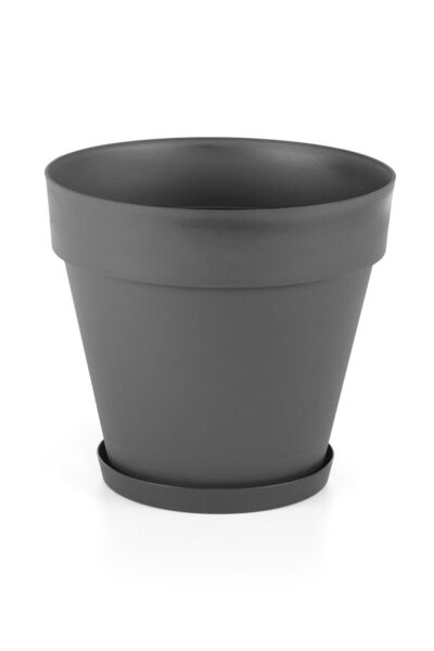 MF Botanik Yalı Saksı Dekoratif Tabaklı Saksı 3 Litre Antrasit