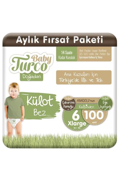 Baby Turco Doğadan Külot Bez 6 Numara Xlarge 100 Adet