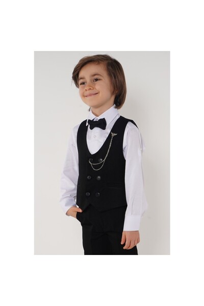 Meriç bebe Boy - 4-Piece Honeycomb Patterned Suit with Vest and Bow Tie