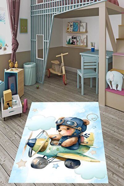 on the clouds Uçan Ayıcık Pilot Ayı Uçak Desen Yıkanabilir Kaymaz Taban Leke ...