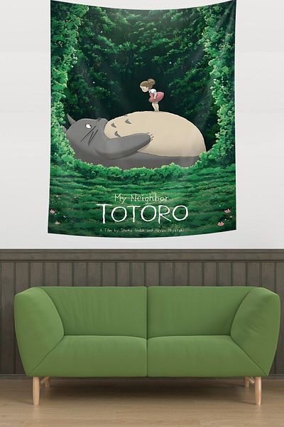 on the clouds Hayao Miyazaki Anime Vecinul meu Totoro Tapiserie de perete din țesătură rezistentă la pete Tapiserie