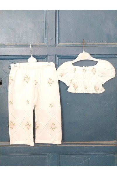 Terry Girl's Scalloped Cropped Suit Set