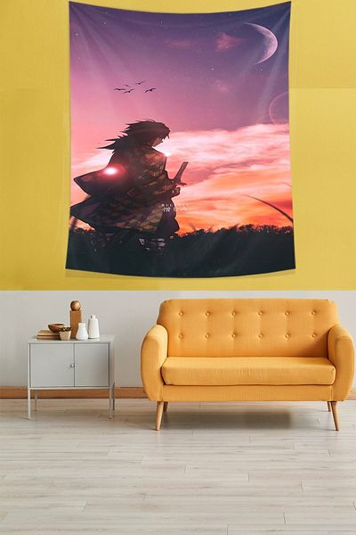 on the clouds Tomioka Giyuu Anime Stain Resistant Fabric Wall Cover Wall Carpet Tapestry