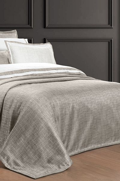 Sarev Sheila Gray Double Duvet Cover and Bedspread Set - 100% Cotton