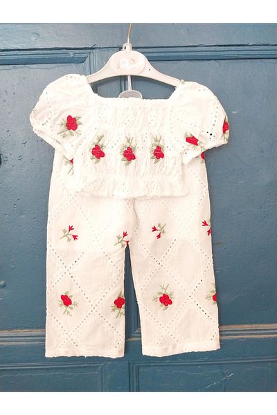 Terry Girl's Scalloped Cropped Suit Set
