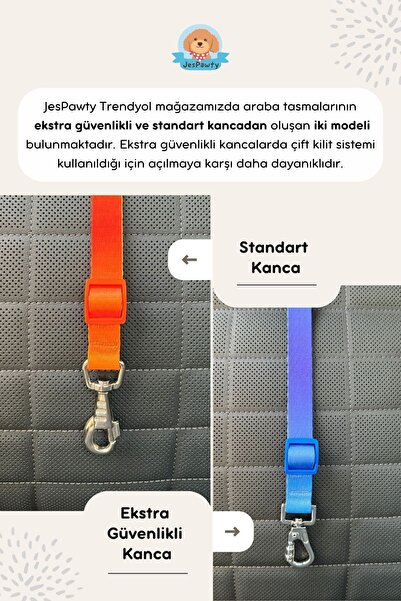 JesPawty Ekstra Güvenlikli Kanca Kedi Köpek Araba Seyahat Tasması JesYellow