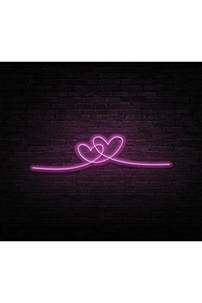 Çığ Tasarım Çift Kalpli Neon Led Dekoratif  Lamba