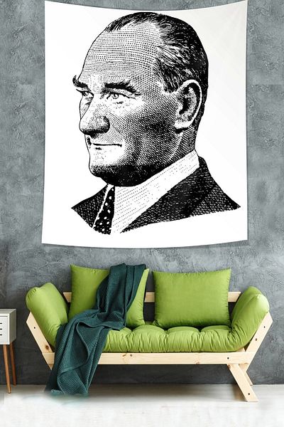 on the clouds Marele lider Mustafa Kemal Atatürk Portret Tapiserie de perete din țesătură din catifea rezistentă la pete Tapiserie